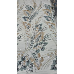 Tule Bordado com Pedrarias Premium Veneza Cinza Chumbo Multicolor