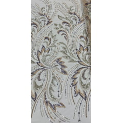 Tule Bordado com Pedrarias Premium Veneza Dourado Multicolor