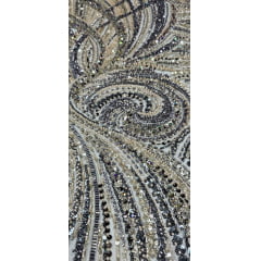 Tule Bordado com Pedrarias Premium Verde com Dourado Multicolor HT97797