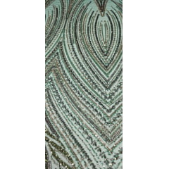 Tule Bordado com Pedrarias Premium Verde com Marrom Multicolor HT70580