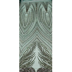 Tule Bordado com Pedrarias Premium Verde com Marrom Multicolor HT70580 Tule Bordado com Pedrarias Premium Verde com Marrom Multicolor HT70580
