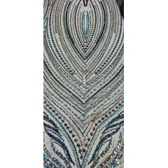 Tule Bordado com Pedrarias Premium Verde Esmeralda Multicolor HT70580