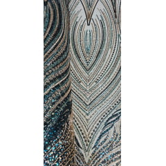 Tule Bordado com Pedrarias Premium Verde Esmeralda Multicolor HT70580