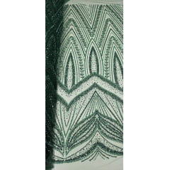 Tule Bordado com Pedrarias Premium Verde Floresta 16296A