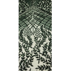 Tule Bordado com Pedrarias Premium Verde Floresta  HS2793 