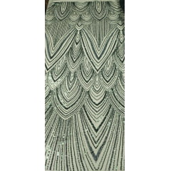 Tule Bordado com Pedrarias Premium Verde Floresta Y1629 