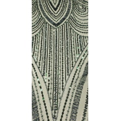 Tule Bordado com Pedrarias Premium Verde Floresta Y1629 