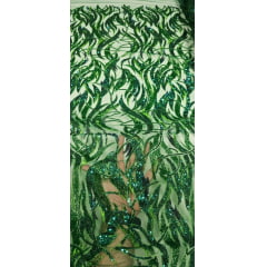 Tule Bordado com Pedrarias Premium Verde HS1896