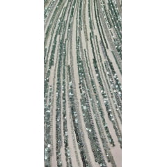 Tule Bordado com Pedrarias Premium Verde Menta Multicolor HT97424
