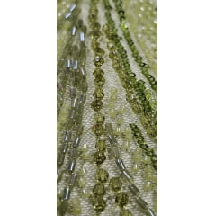 Tule Bordado com Pedrarias Premium Verde Oliva Claro Multicolor HT97424