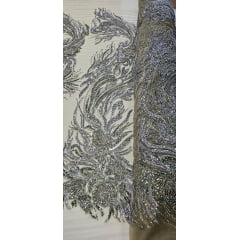 Tule Bordado com Pedrarias Premium Verde Oliva  Modelo HT98645