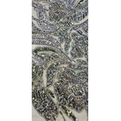 Tule Bordado com Pedrarias Premium Verde Oliva  Modelo HT98645