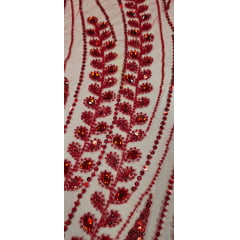 Tule Bordado com Pedrarias Premium Vermelho 853B