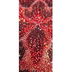 Tule Bordado com Pedrarias Premium Vermelho com Marsala  HT70523 