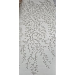 Tule Bordado com Pedrarias Ramos Dourado HS783 