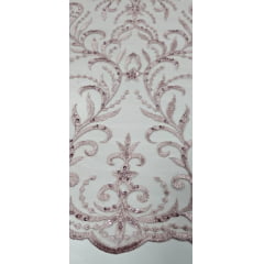 Tule Bordado com Pedrarias Rosê 860C 