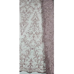 Tule Bordado com Pedrarias Rosê 860C 