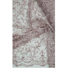 Tule Bordado com Pedrarias Rosê 860C 