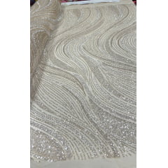 Tule Bordado Nude com Pedrarias Modelo HS1037