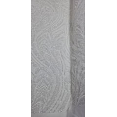 Tule Bordado Premium com Pedrarias Branco HS1055