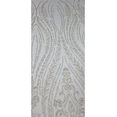 Tule Bordado Premium com Pedrarias Champanhe Arabescos HT2027