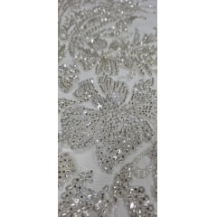 Tule Bordado Premium com Pedrarias Champanhe HT2026