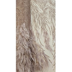Tule Bordado Premium Com Pedrarias e Plumas Nude