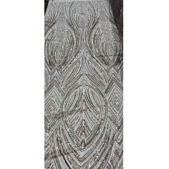 Tule Bordado Premium com Pedrarias Marrom Chocolate HS70560