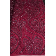 Tule Bordado Premium com Pedrarias Marsala HS1055
