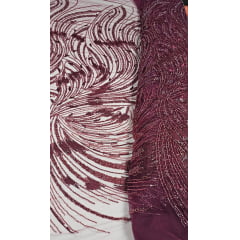 Tule Bordado Premium com Pedrarias Marsala HS1869