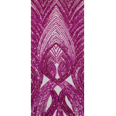 Tule Bordado Premium com Pedrarias Pink HS2995 