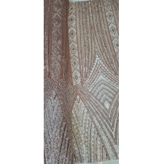 Tule Bordado Premium com Pedrarias Rosê Gold com Champanhe HS4300