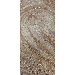 Tule Bordado Premium com Pedrarias Rosê Gold STFS24F