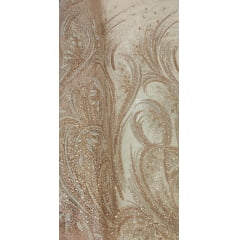 Tule Bordado Premium com Pedrarias Rosê Gold STFS24F