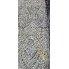 Tule Bordado Premium com Pedrarias Roxo Multicolor  HS70560 