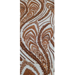 Tule Bordado Premium com Pedrarias Terracota  HS1055