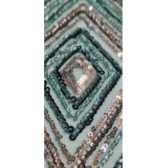 Tule Bordado Premium com Pedrarias Verde com Rosê Gold  HS70560 