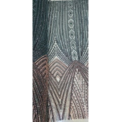 Tule Bordado Premium com Pedrarias Verde Floresta Multicolor HS4300