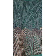 Tule Bordado Premium com Pedrarias Verde Floresta Multicolor HS4300