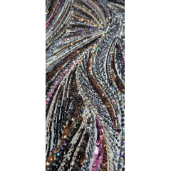 Tule Bordado Premium Elegance Paris Preto Furtacor Modelo 01424
