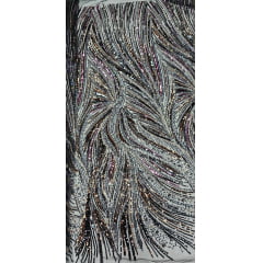 Tule Bordado Premium Elegance Paris Preto Furtacor Modelo 01424