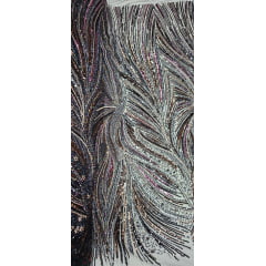 Tule Bordado Premium Elegance Paris Preto Furtacor Modelo 01424