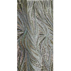Tule Bordado Premium Elegance Paris Verde Militar Modelo 01424