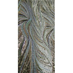 Tule Bordado Premium Elegance Paris Verde Militar Modelo 01424