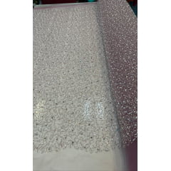 Tule Bordado Rosê com Pedrarias Multicolor JDST
