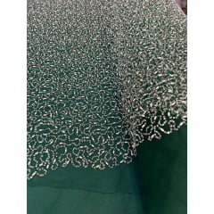 Tule Bordado Verde Floresta com Pedrarias Multicolor JDST