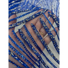 Tule com Glitter Diamond Azul Royal NN1037
