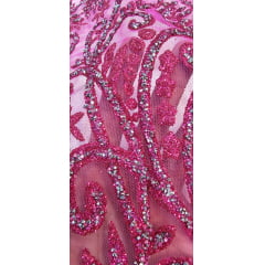 Tule com Glitter Diamond Pink Modelo 20116