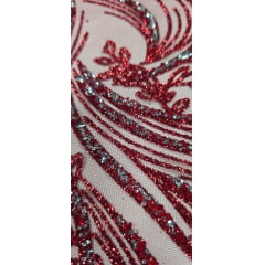Tule com Glitter Diamond Vermelho STLX