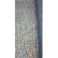 Tule com Glitter Ramos em Alto Relevo Azul Serenity